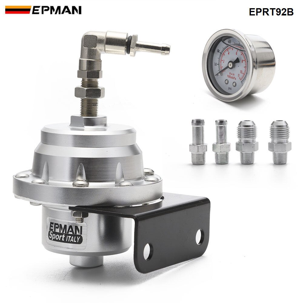 Epman Sport Universal- Einstellbare Kraftstoff Druckregler Öl Messgerät ein6 1/8NPT passend zu Ende EPRT92B: Silber
