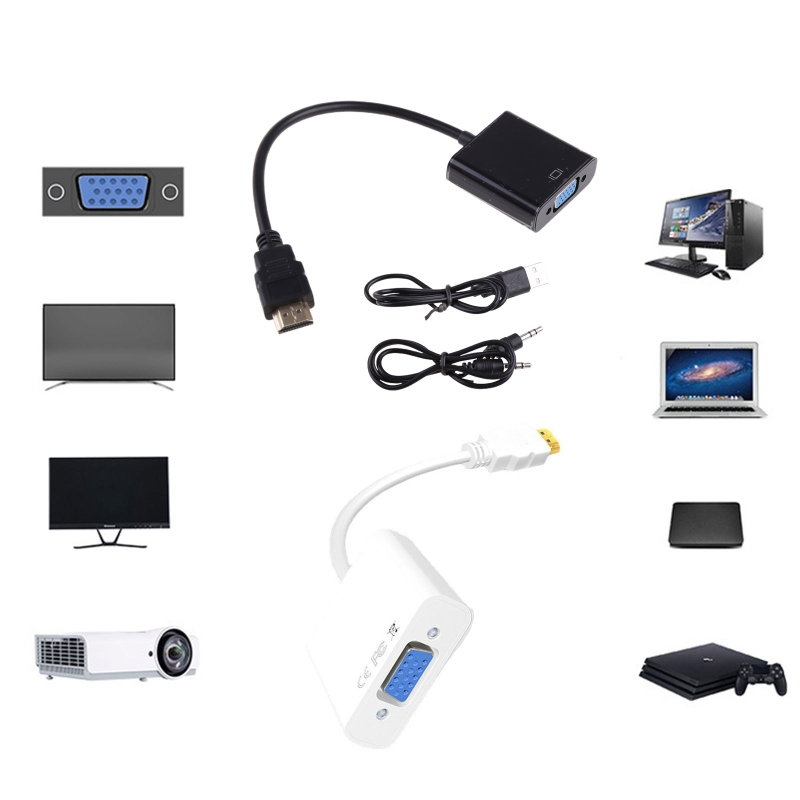 Hdmi-Compatibel Naar Vga Adapter Vergulde Hdmi-Naar-Vga Audio Voor Computer Desktop Laptop Pc monitor Projector Hdtv 1080P