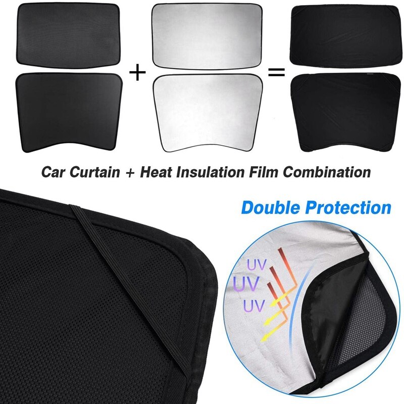 Car Front Rear Sunroof Sunshade UV Rays Protection Window Shade with Heat Insulation Film