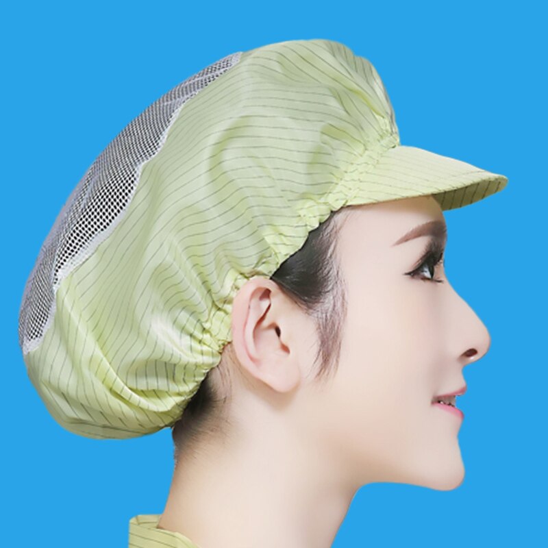 , tapas de malla para mujer, gorros de Cocina, Restaurante, panadería, camarero cocinero, gorros transpirables de fábrica, gorras de taller antiestáticas: Amarillo