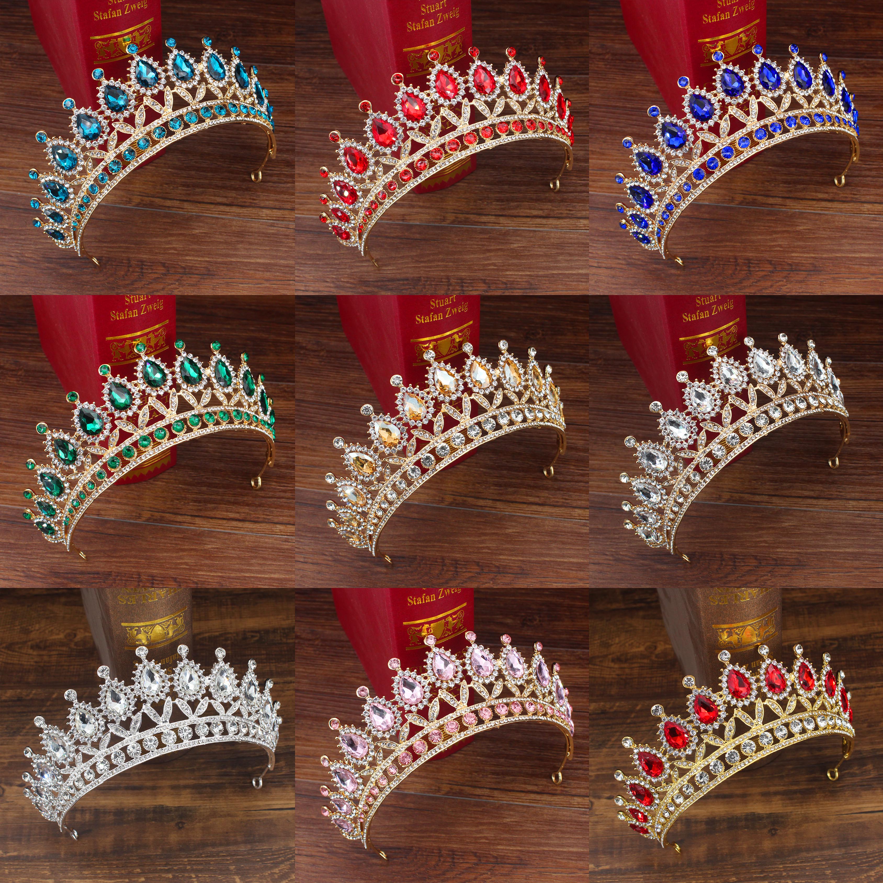 Bruiloft Kristal Bruids Tiara Kroon Koningin Bruid Diadeem Haar Sieraden Hoofd Sieraden Accessoires Voor Vrouwen Pageant Hoofddeksel