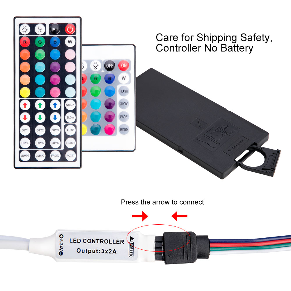 Led Strip Licht Rgb 5050 Smd 2835 Flexibele Lint Fita Led Light Strip Rgb 5M 10M 15M tape Diode Dc 12V + Afstandsbediening + Adapter