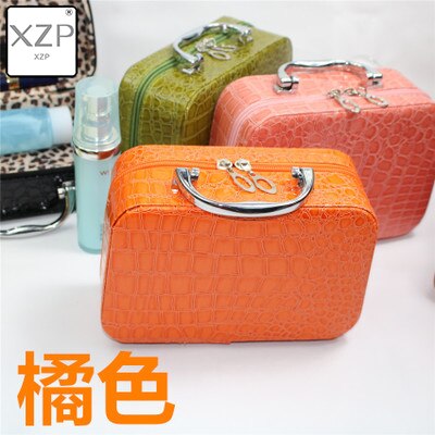 XZP neceseres para mujer, bolsos de viaje de piel sintética, organizador, bolsa de maquillaje, bolsas de lavado, neceser: Naranja