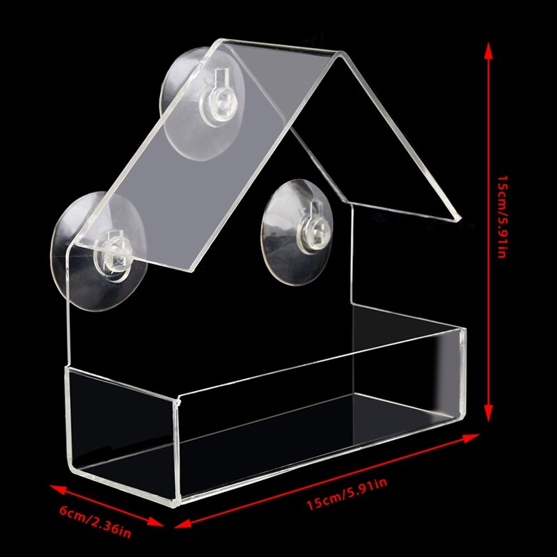 Clear House Window Bird Feeder Birdhouse With Suction Outdoor Garden Feeding