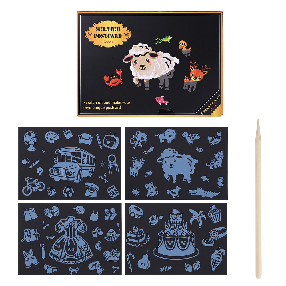 2 Stks/partij Kind Kids Magic Scratch Art Doodle Pad Schilderen Kaarten Speelgoed Early Educatief Tekening Speelgoed Wyq: 02