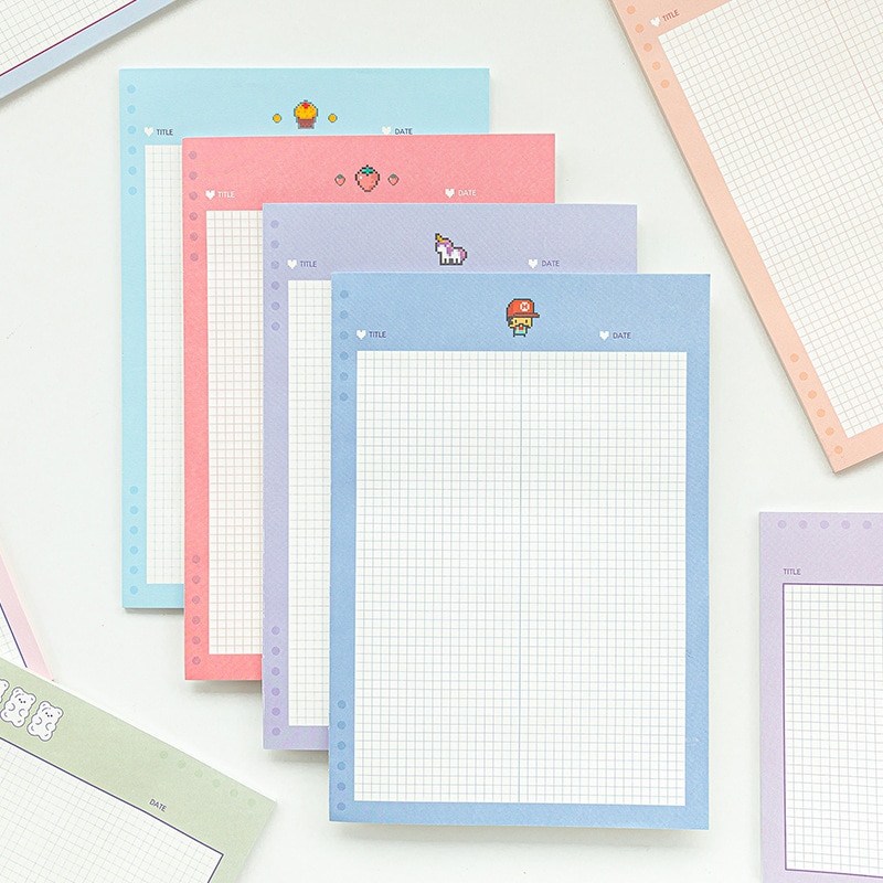 12 Packs Mixed Cute Colorful Grid Paper Pad 175mm*255mm 30 Sheets Portbale Memo Notes School Office Stationery Supply