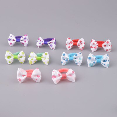 10 sztuk łuki gumka robić włosów piękny elastyczny gumowy sznur kropki nakrycia głowy dla dziewczynek śliczne opaska robić włosów kucyk ozdoby akcesoria dla dzieci: E