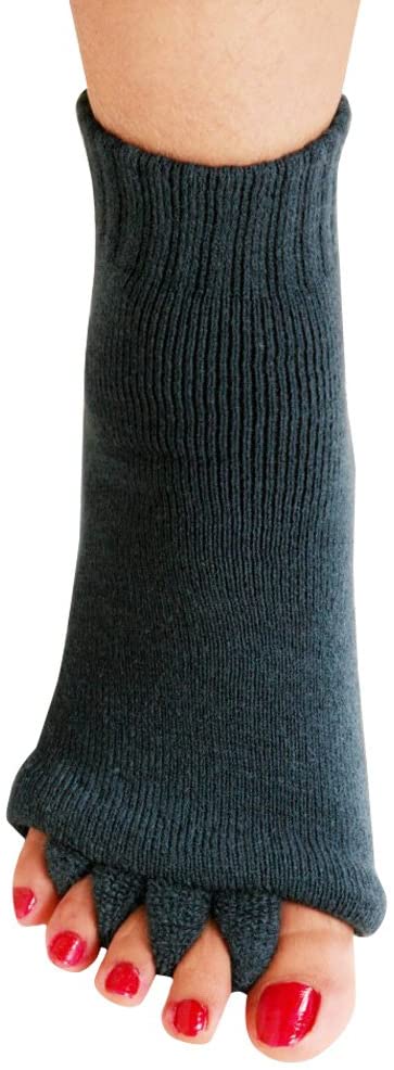 Calcetines separadores de cinco dedos para Yoga y gimnasio, calcetín de alineación para el dolor, masaje de salud, previene calambres en los pies, un par: 1Pair Gray