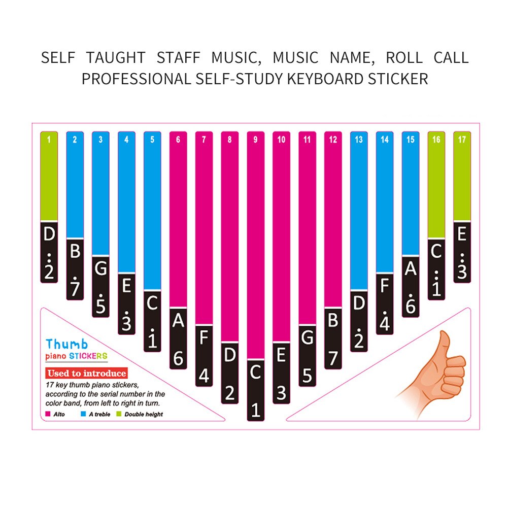 1 stk kalimba skala klistermærke tommelfinger klaver nøgle note klistermærker til tilbehør til nybegynder percussion musikinstrument