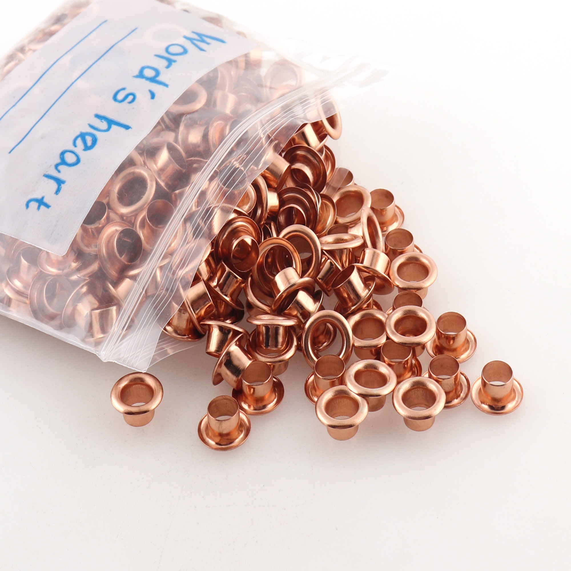 100 st 6mm roséguld öljetter med packning runda hålöglor för att sy pärlkärnor kläder läder hårdvara hantverk canvas