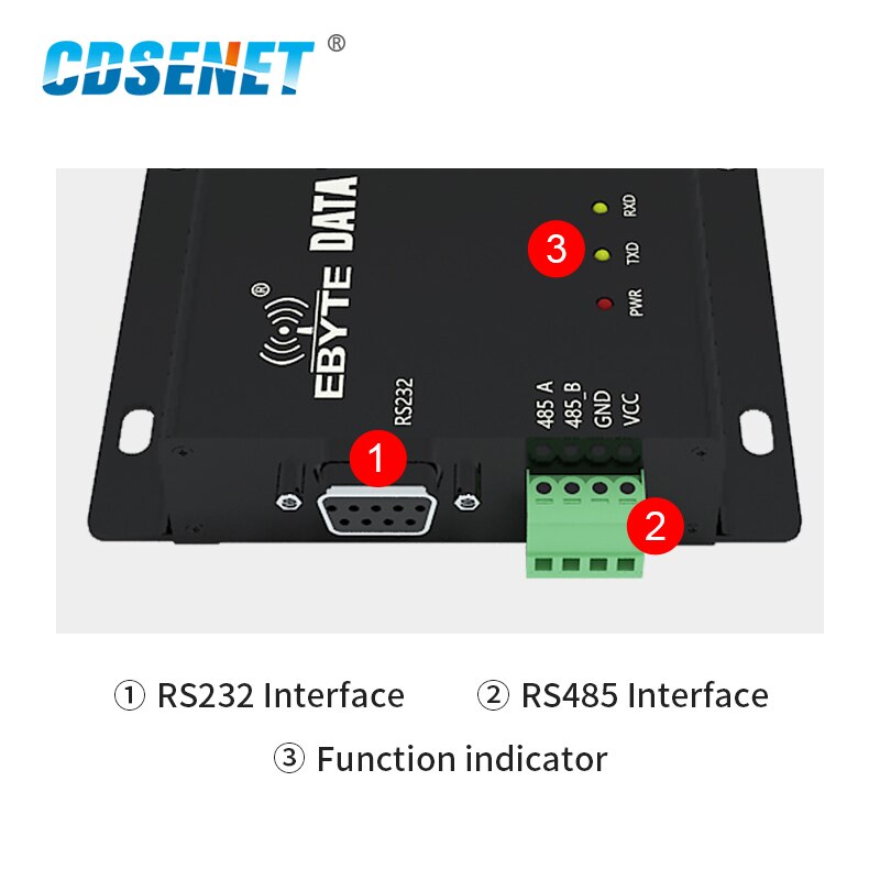 LoRa-Módulo RS232 RS485, 2,4 GHz, CE, FCC, forma de puerta, LBT, FEC, larga distancia, 7km, 27dBm, CDSENET, receptor transmisor inalámbrico