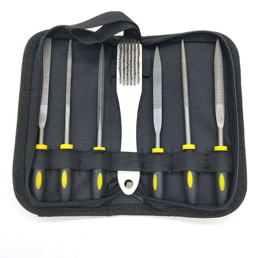 Small File Set, Needle Diamond Files 7PCS, for Precision Metal File Work, Woodworking, Plastic Carving Craft with Steel Brush