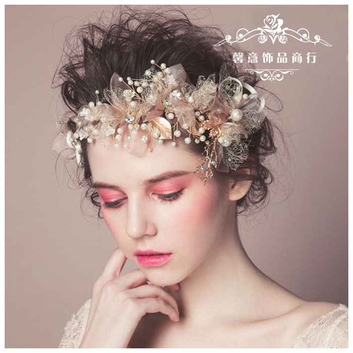 Koreanische seide garn blume braut kopfschmuck schönheit braut hochzeit haar zubehör rosa haar Ornament