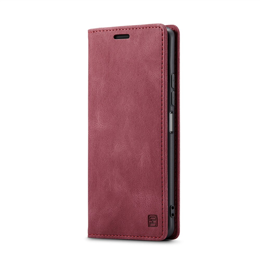 Samsung galaxy s21 5g caso carteira cartão magnético flip capa para galaxy s21 fe caso de telefone de couro luxo capa suporte: Galaxy S21 / Vermelho