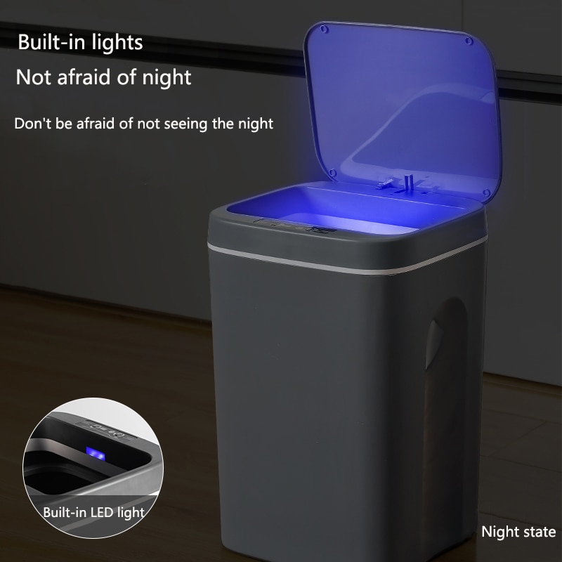Cubo de basura inteligente para el hogar, papelera eléctrica automática con Sensor infrarrojo, color blanco, 12/14/16L