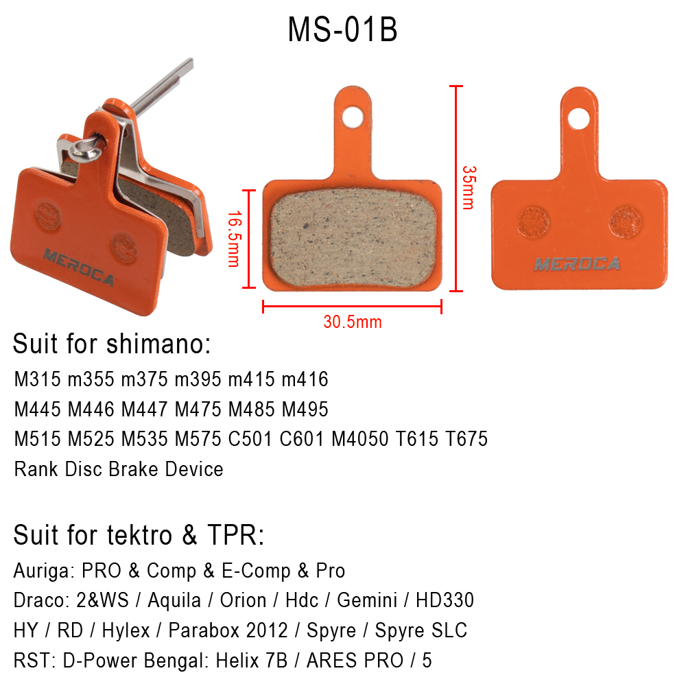 Pastillas de freno de disco semimetálicas, piezas de ciclismo para Shimano B01S MT200/MT400/M375 M395 M446 M485 M486 M416 Deore M515 M525
