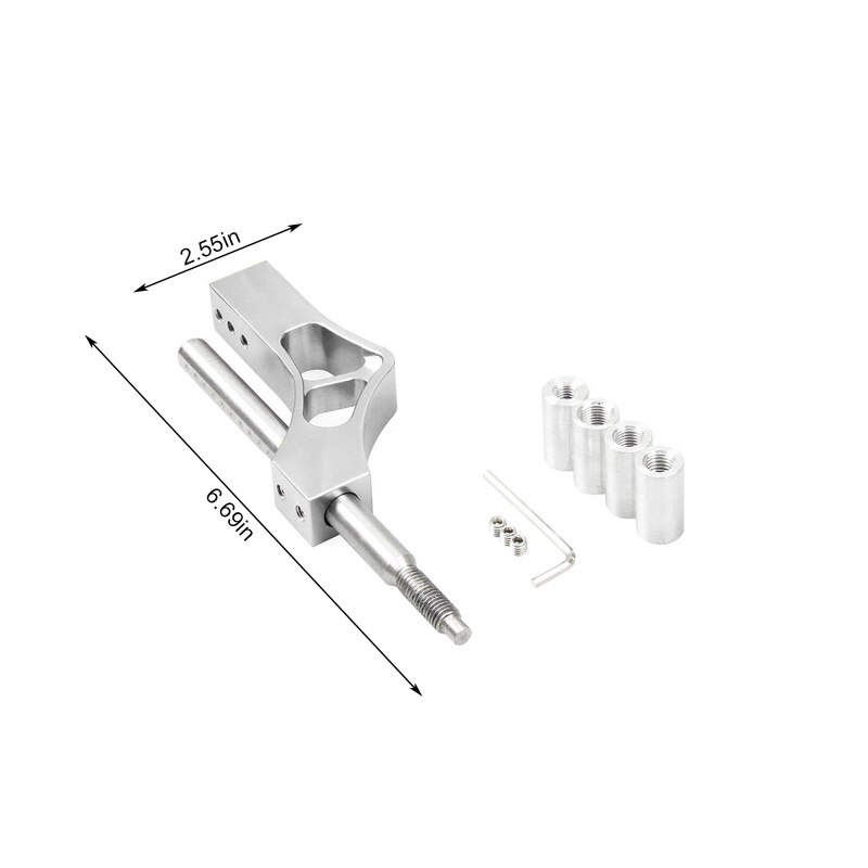 4 Color Aluminum Adjustable Height Lever Car Gear Shift Knob Extender Shifter Extension Single Bend Car Shifter Extender: silver