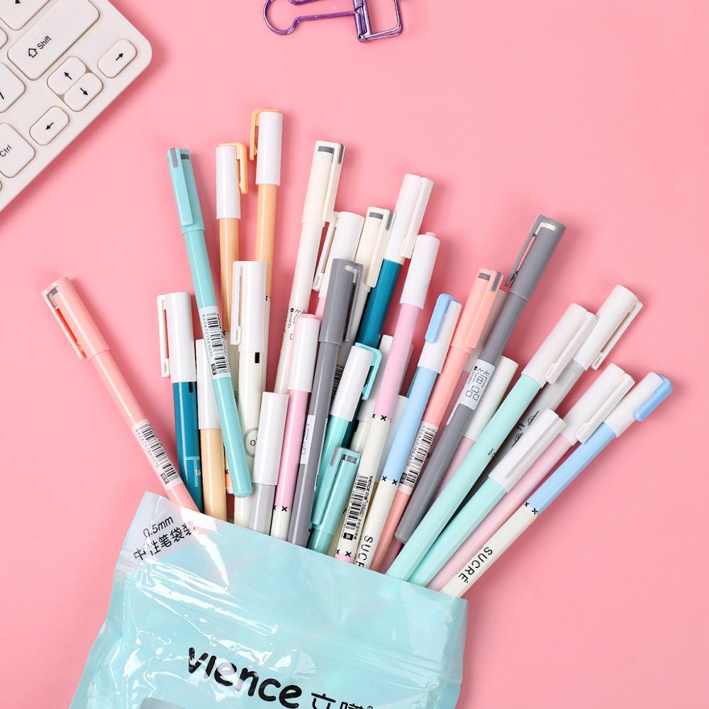 JIANWU 30 uds/50 Uds 0,38/0,5mm conjunto de bolígrafo de Gel de gran capacidad Bullet diario plumas tinta negra penCute Colegio estacionario tela suministros