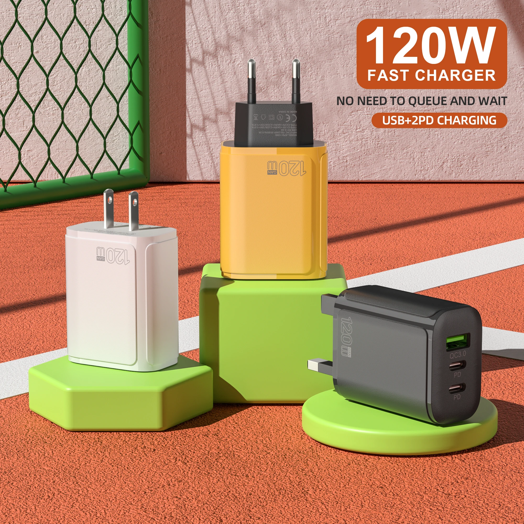 Xiaomi 120W Ultra Fast Charging Dual PD Quick Mobile Phone Charger 3 Ports QC3.0 USB Type C GaN Charger EU/US/UK Wall Adapter