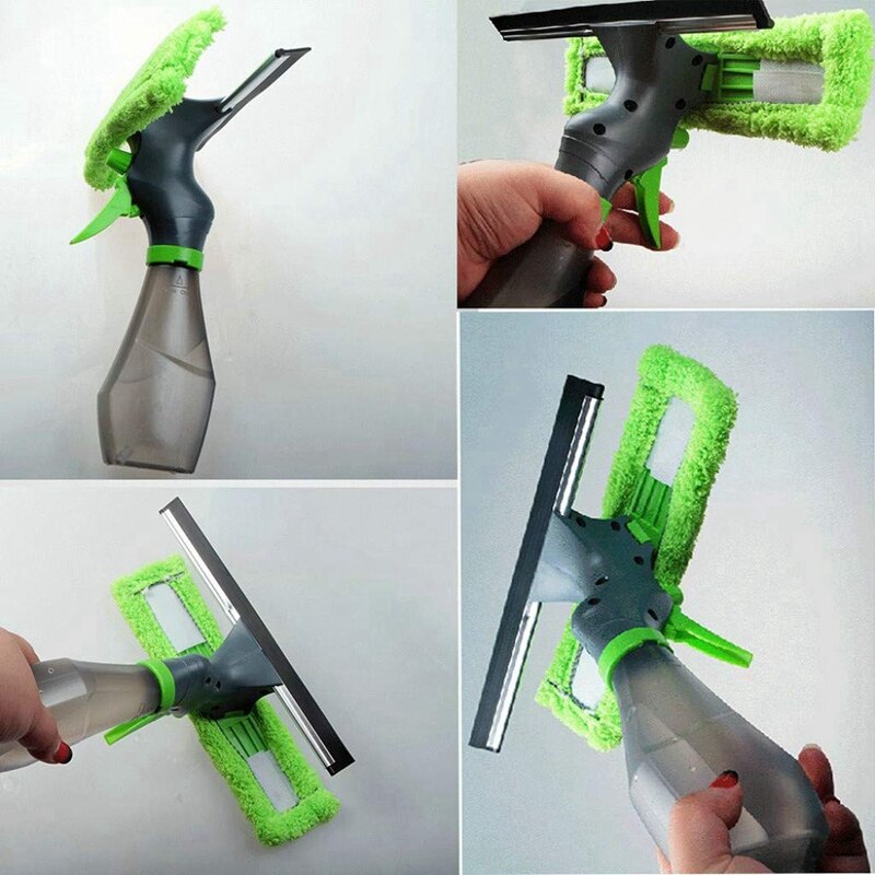 Car Wiper, 3 in 1 Double-Sided Water Spray Glass Cleaner Car Wash Wiper, Window Cleaner Spray Bottle Wiper Squeegee Microfibre C