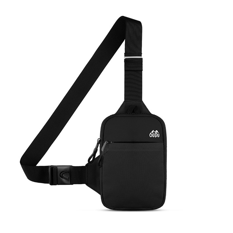 Schoudertas voor heren Nylon waterdichte mini-slingbag Buitensporten Mobiele telefoontas Heuptasje Mannelijk: Black