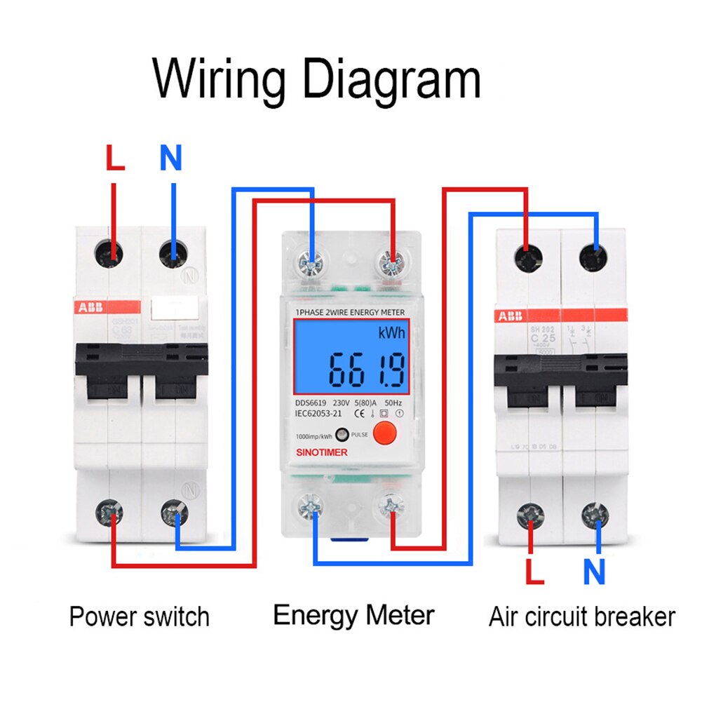 Effektfaktor elektrisk energi amperemeter voltmeter din skinne enfaset lcd digital strømforbrug el-stikkontakt analysator