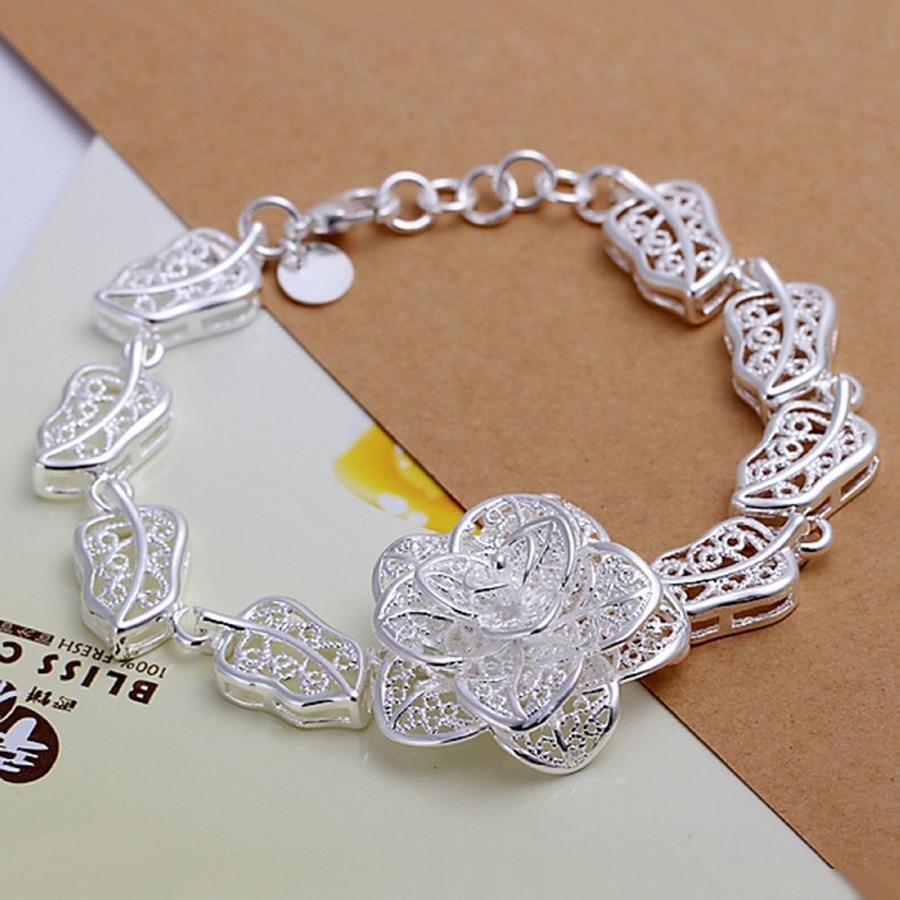 Valentine 925 Sterling Zilveren Armband Voor Vrouwen Bloem Leuke Ketting Sieraden Armbanden Bruiloft