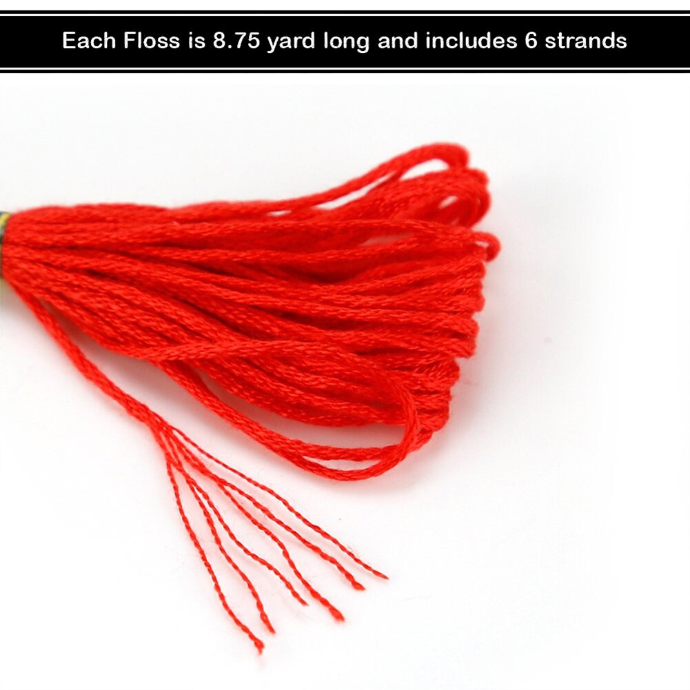 50 Skeins Rainbow Color Embroidery Thread Cross Stitch Floss with 12 Bobbins