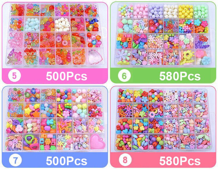 580 st 24 rutnät barn pyssel pärlor flickor plast pop pärlor för barn pyssel leksaker flickor diy smycken leksaker halsband armband pannband kit
