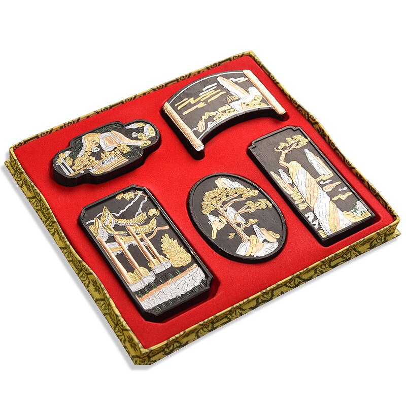 Exquisite Hui Ink Block Traditional Chinese Painting Ink Stick Set Calligraphy Writing Drawing Inker Ink Collection Box Set