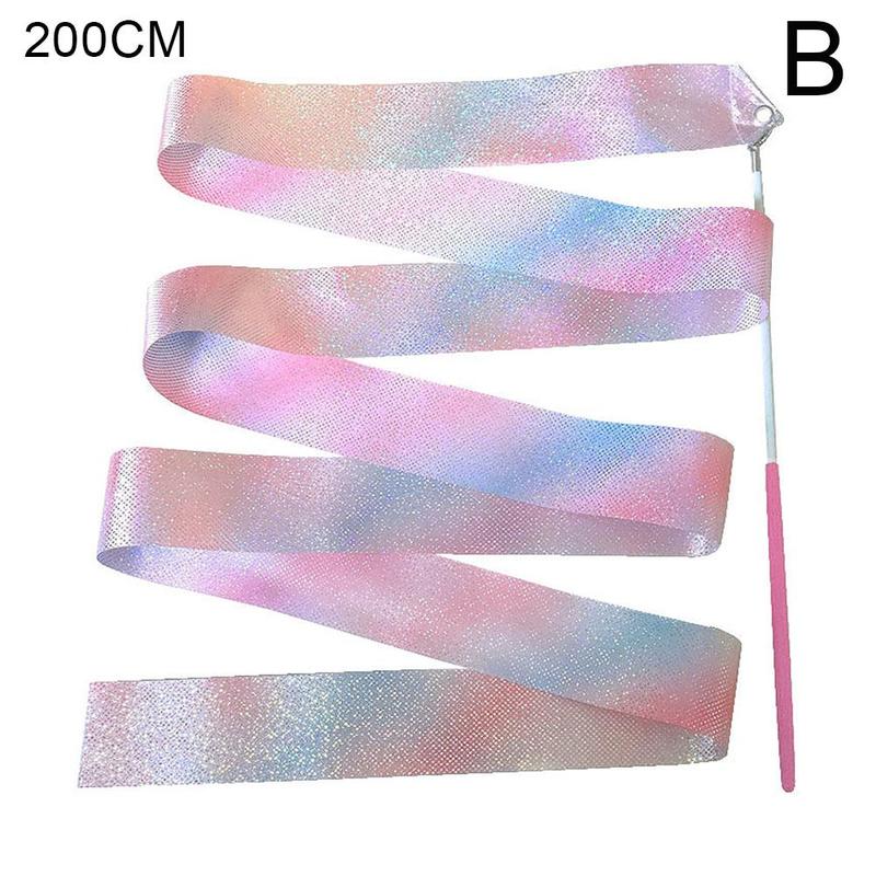 2M/4M Knipperende Ster Gymnastiek Linten Dans Lint Stok Training Art Rainbow Ballet Ritmische Staaf Gymnastiek Twirling strea G7g8: 2M pink