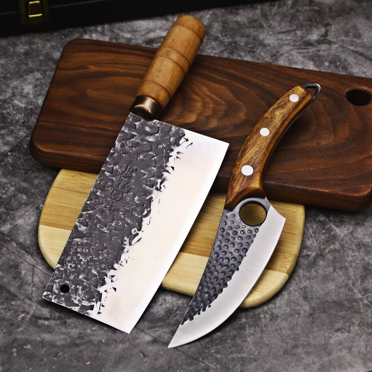 Japanese high carbon steel forged knife, by 30 years of master Tang handmade kitchen knife slicing knife: A-cdBEF