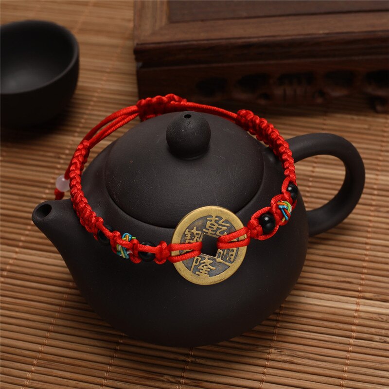 Feng Shui I Ching Ancient Coin Kabbalah Red String Attract Luck Wealth Bracelets: 1