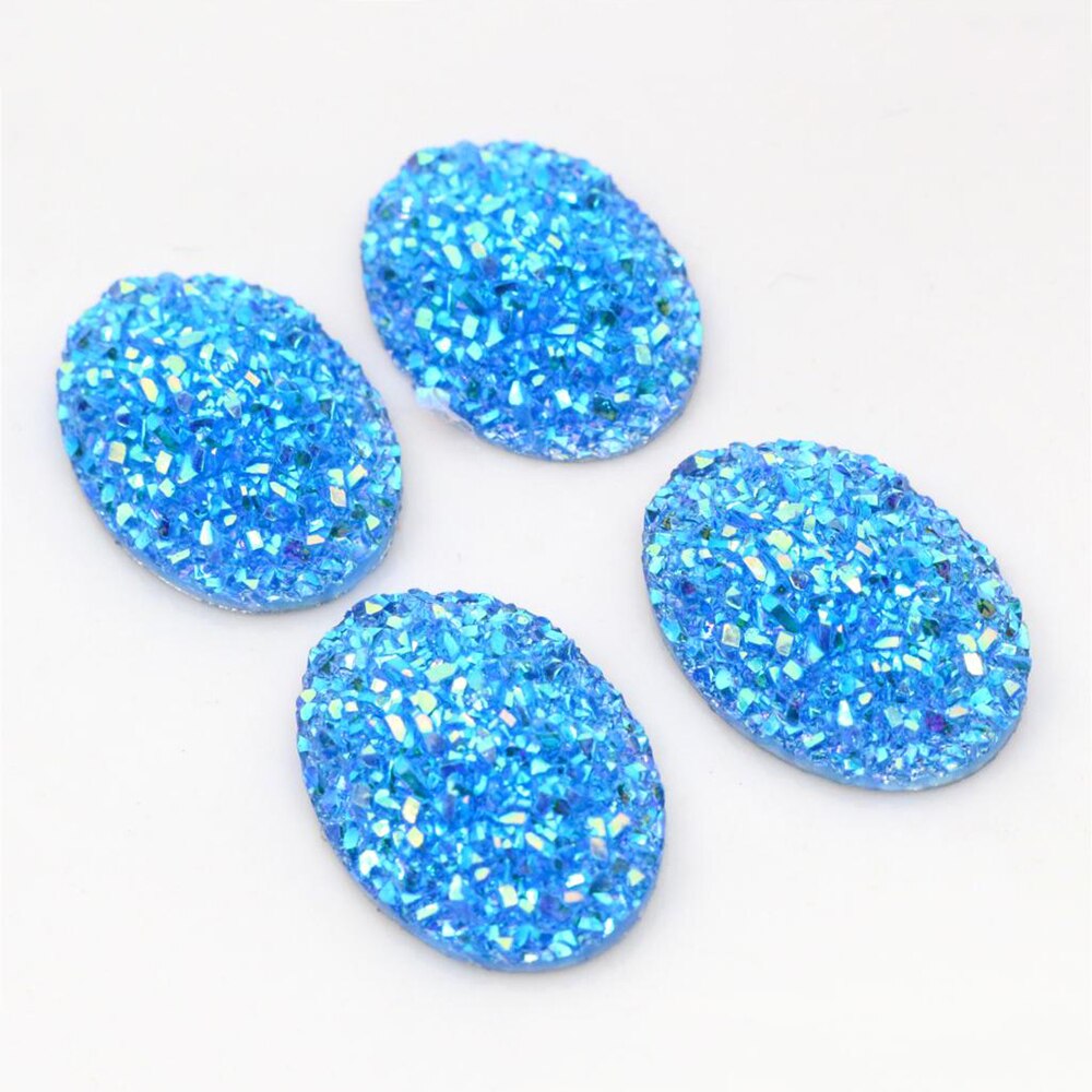 Di nuovo Modo 10pcs 18x25mm Colori Misti minerale Naturale di Stile Piatto Cabochon Resina Della parte posteriore Per Il Braccialetto Orecchini accessori: T4-19