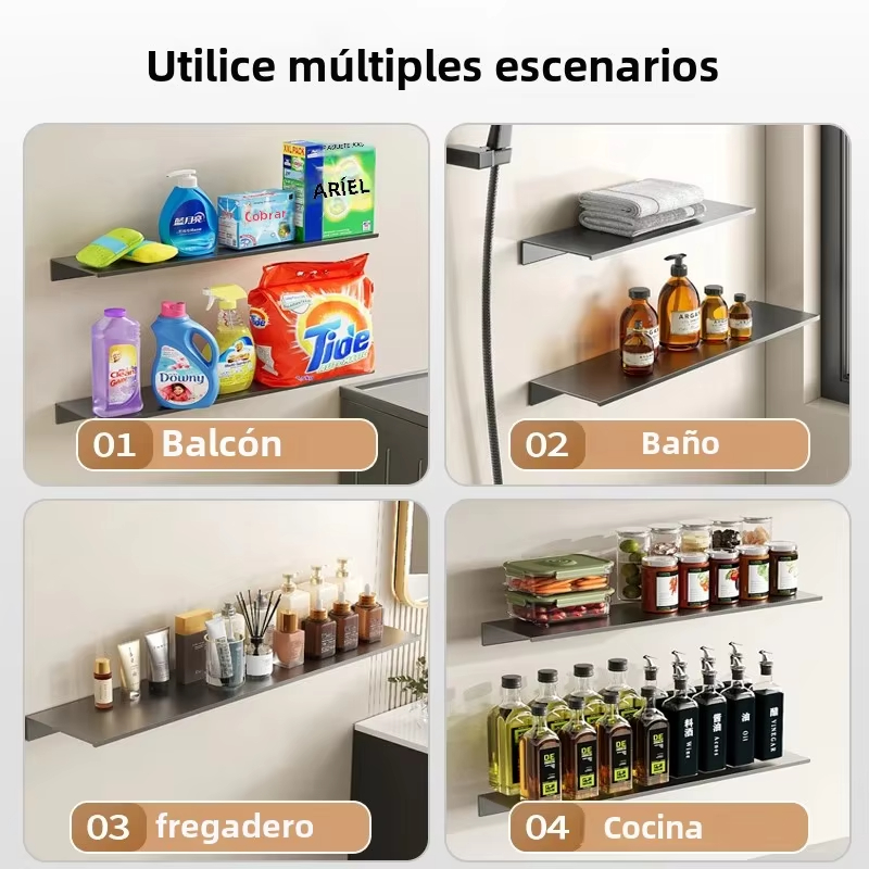 Acessórios do banheiro espaço de alumínio preto prateleiras do banheiro cozinha prateleira parede chuveiro rack armazenamento 30-50cm sala estar organizador