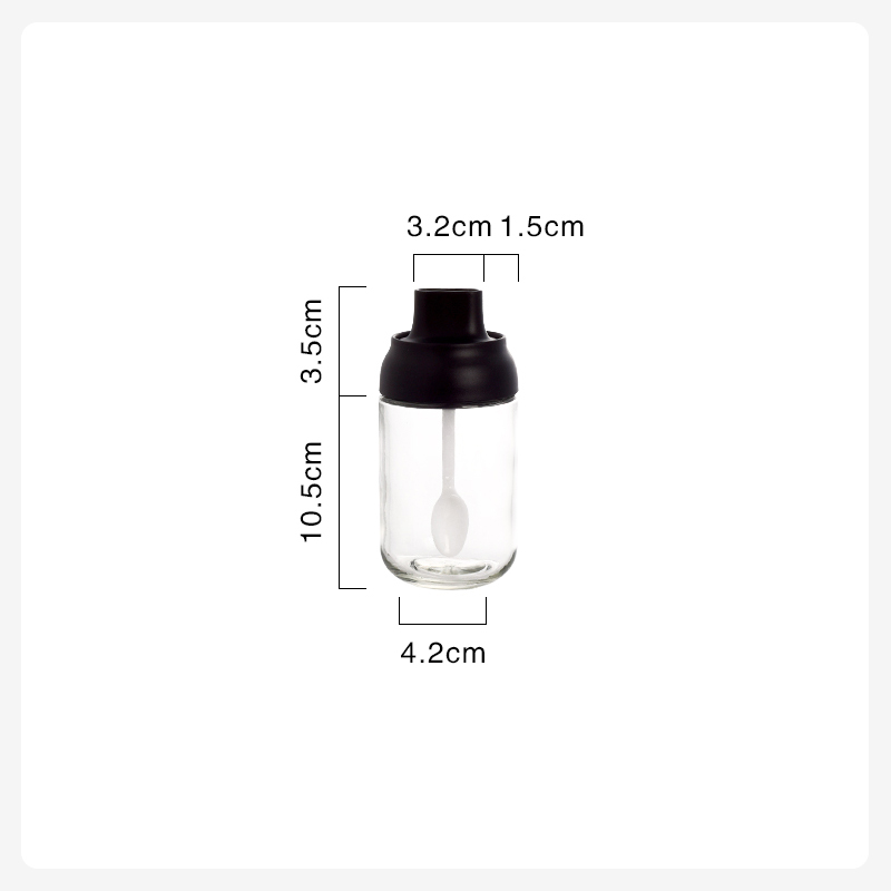 Frascos de almacenamiento de vidrio, botes para condimentos y pimienta, bote para aceite, miel, especias, bote con cuchara, cepillo, recipiente para salsa, depósito de sal, suministros de cocina: 250ML-Spoon