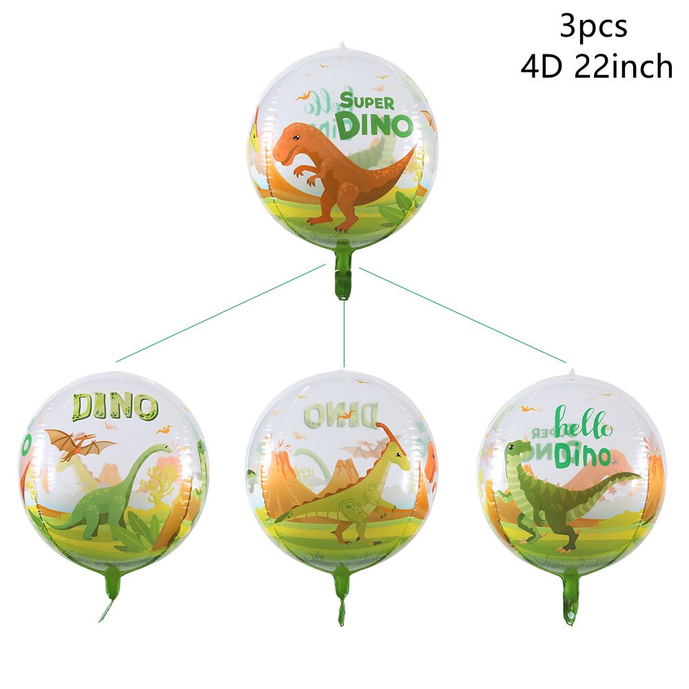 3pz 4d 22 pollici palloncini animali giungla bambino doccia bambini decorazione festa di compleanno dinosauri animali selvatici tigri Globos trasparenti: E