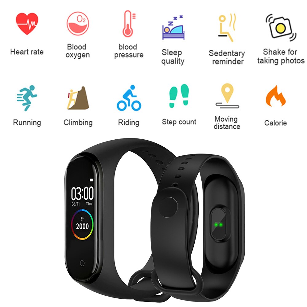 M4 smart band 4 fitness armbånd sport smart ur puls blodtryk armbånd smartwatch til xiaomi som mi band 4