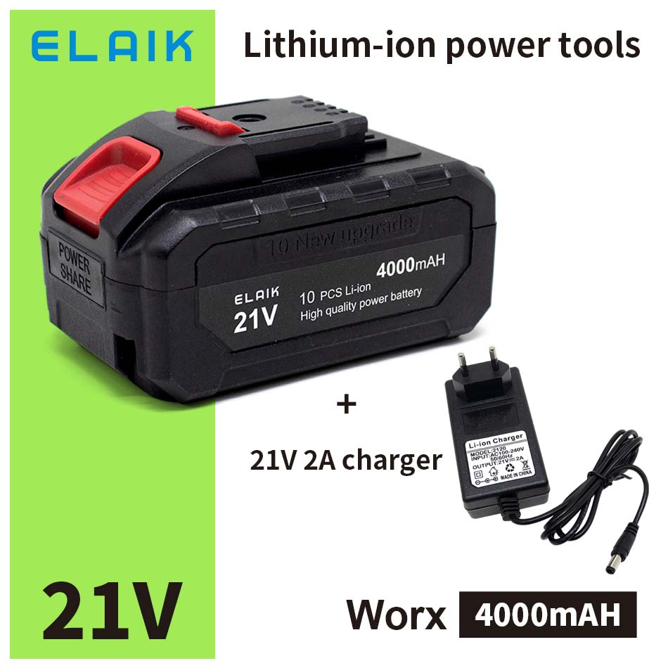21V 4000mAh High Capacity Rechargeable Lithium Ion Battery for Worx 18V/21V: GRAY