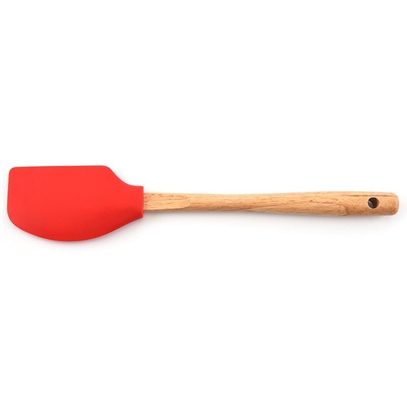 Justdolife 1Pc Keuken Bakken Spatel Siliconen Houten Handvat Schraper Spatel Gebak Spatel Bakken Tools Accessoires: Red