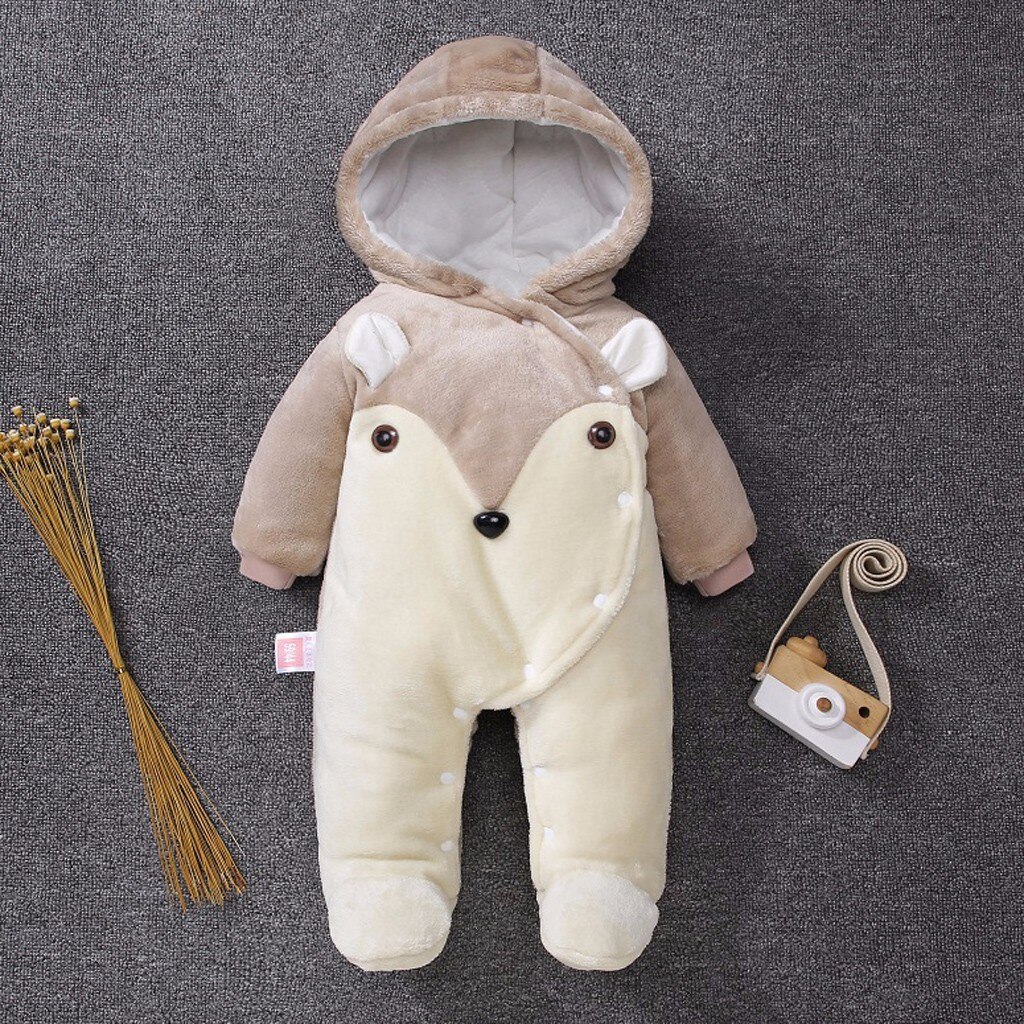 Baby Girl Boy Cotton Thick Clothes Romper Infant Super Warm Winter Jacket Zip Thick Snowsuit Hoodie Coat Jumpsuit Newest