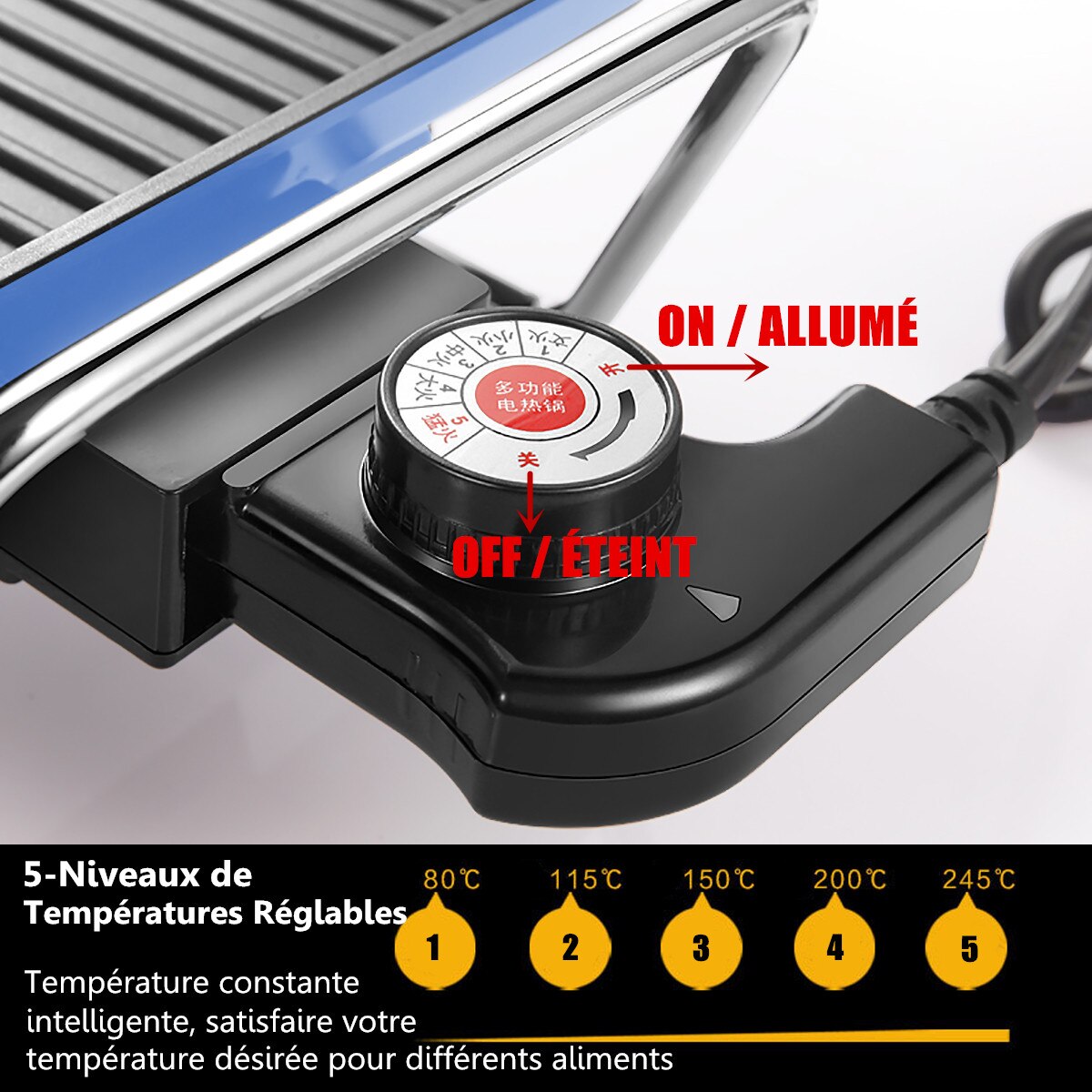 Parrilla eléctrica antiadherente de 1500W para barbacoa, máquina de barbacoa sin humo, parrilla eléctrica ajustable de 5 niveles para el hogar, utensilios de cocina para hornos