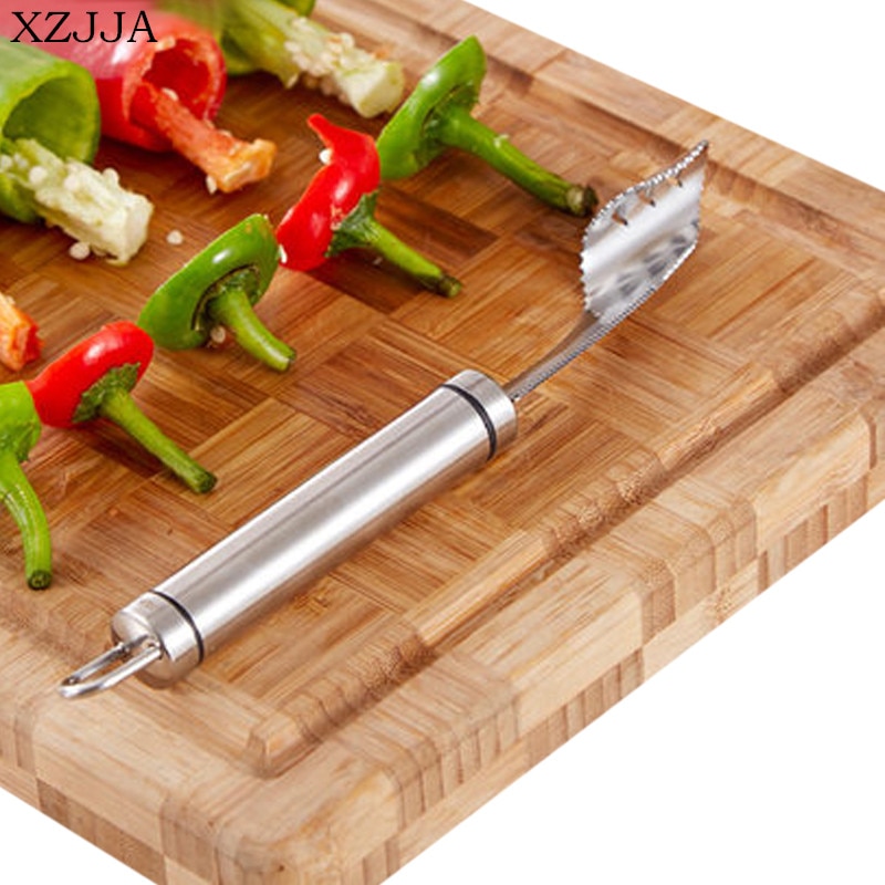 XZJJA Multifunction Pepper Corers Stainless Steel Chili Seed Remover Separator Device Vegetable Cutter Slicer
