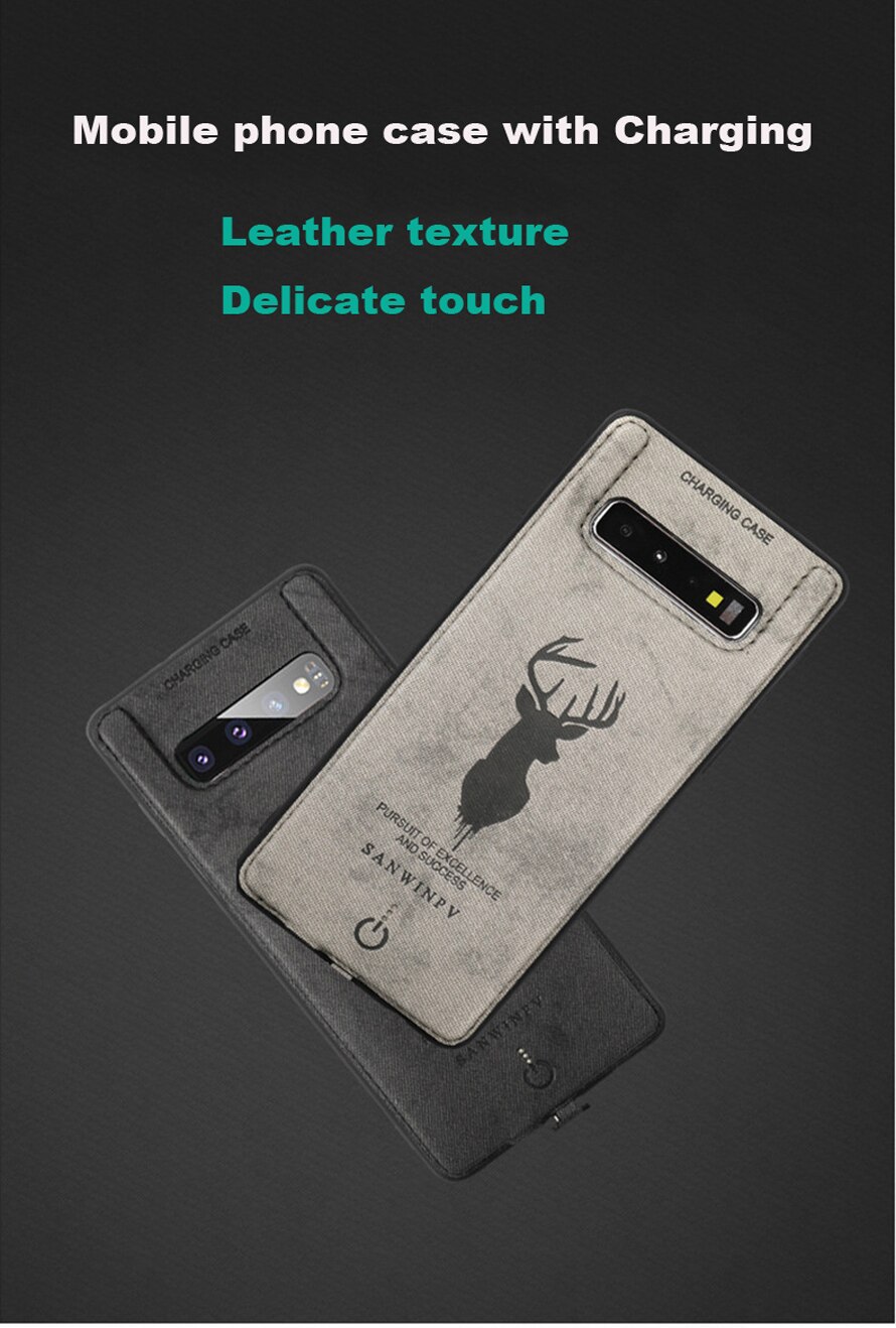 Funda de cargador de batería portátil para Samsung Galaxy S10/S10plus Note9, funda de piel con Clip trasero, funda protectora para teléfono móvil con cargador rápido