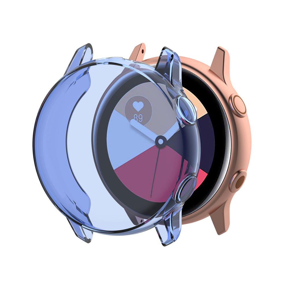 Galaxy watch actieve case voor Samsung galaxy watch actieve cover/r500 plating kleurrijke Transparante TPU soft case anti-fall cove: Transparent blue