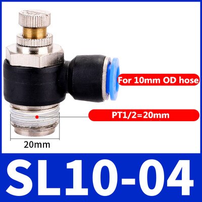 Luft  sl 1/8 1/4 3/8 1/2 hastighedskontrol pneumatisk fitting drosselventil controller 4 6 8 10mm slange slange hurtig forbindelse justerbar: 10-04