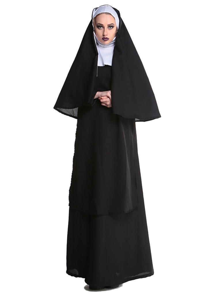 Hermana adulta traje de monja mujeres virgen religioso monja vestido de lujo