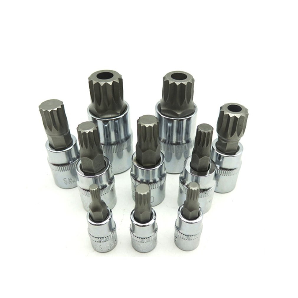 10PCS Screwdriver Allen Head Sleeve Wrench 12 Point MM Triple Square Spline Bit Socket Tamper-Proof Lug Nuts Random Color