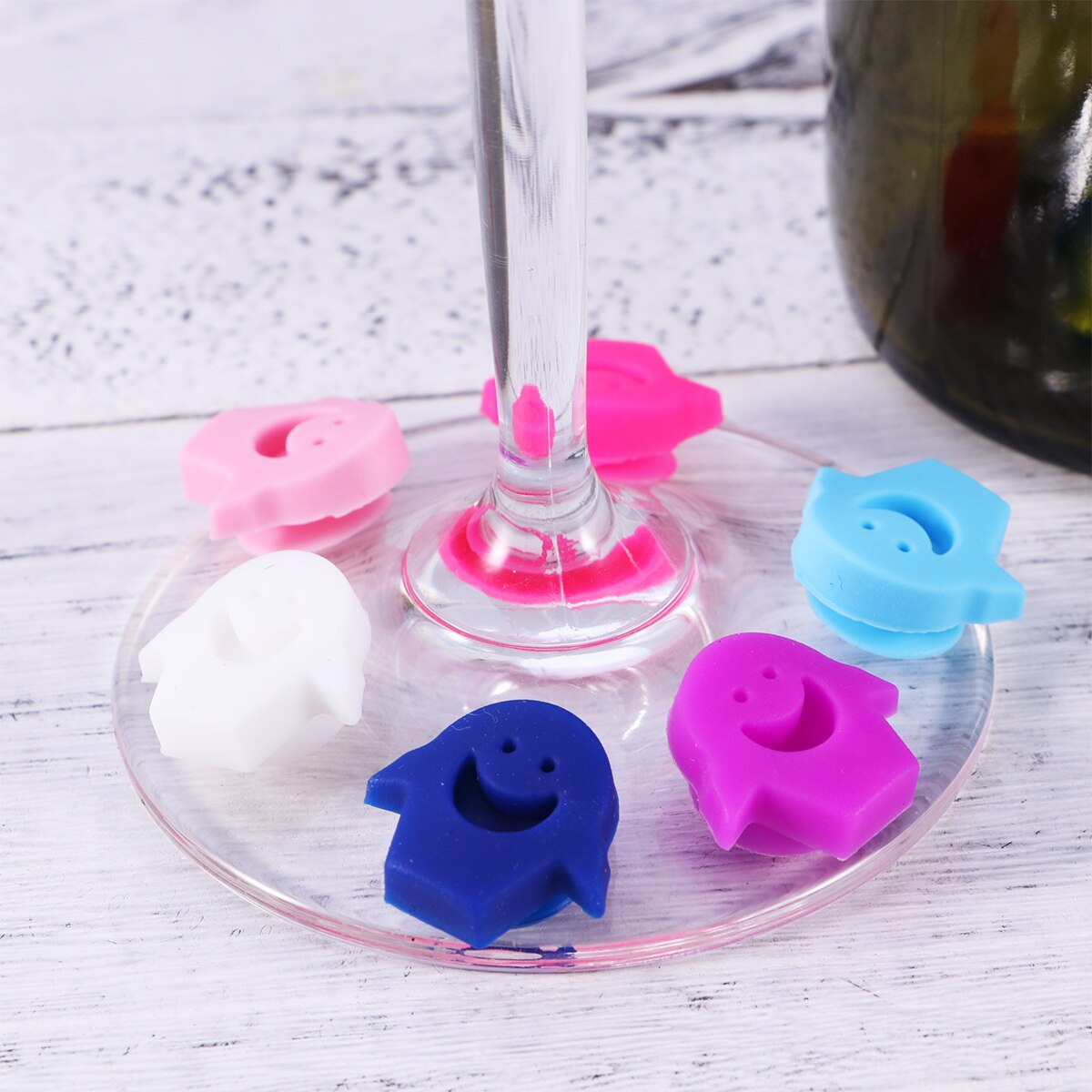 6 Pcs Silicone Red Glass Marker Smiling Sticker Sucker Mark Glass Identification Perfect for Parties