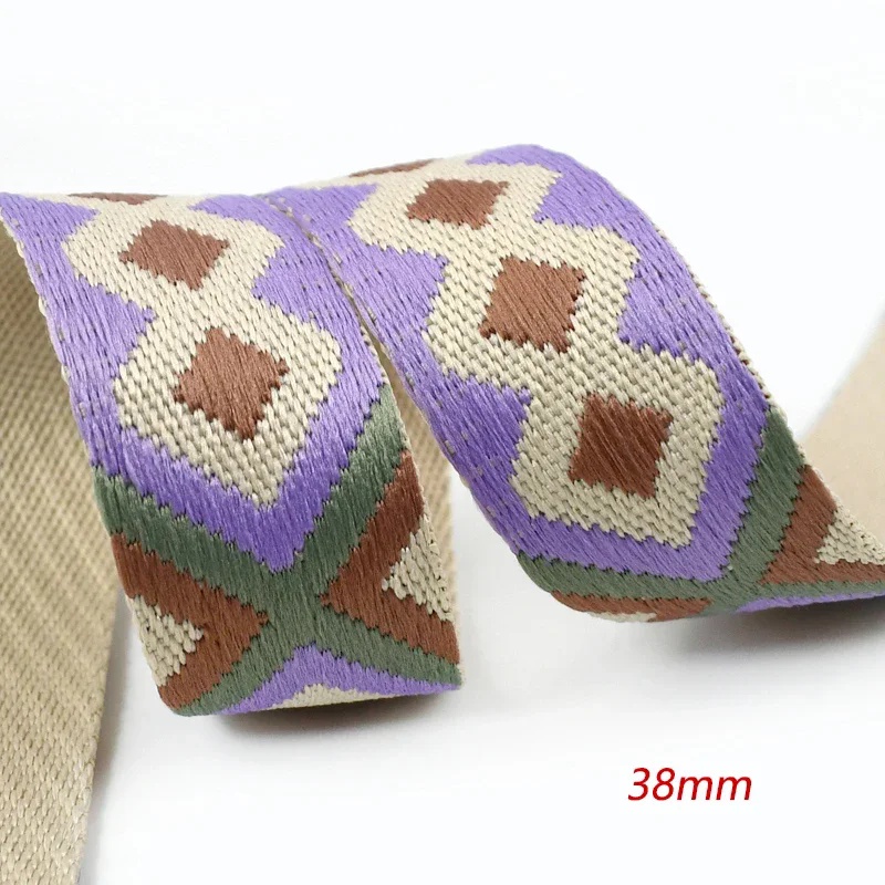 2 meter 38mm meetee polyester jacquardvävband ryggsäcksrem bälte kläder bindningstejp sytillbehör: Ljusgrön
